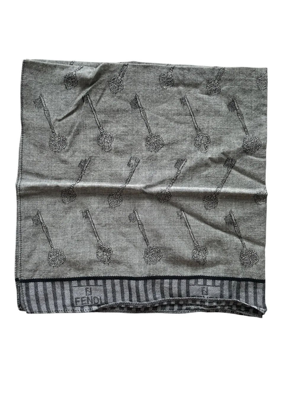 Authentic Fendi Vintage Jacquard Cotton Handkerchief